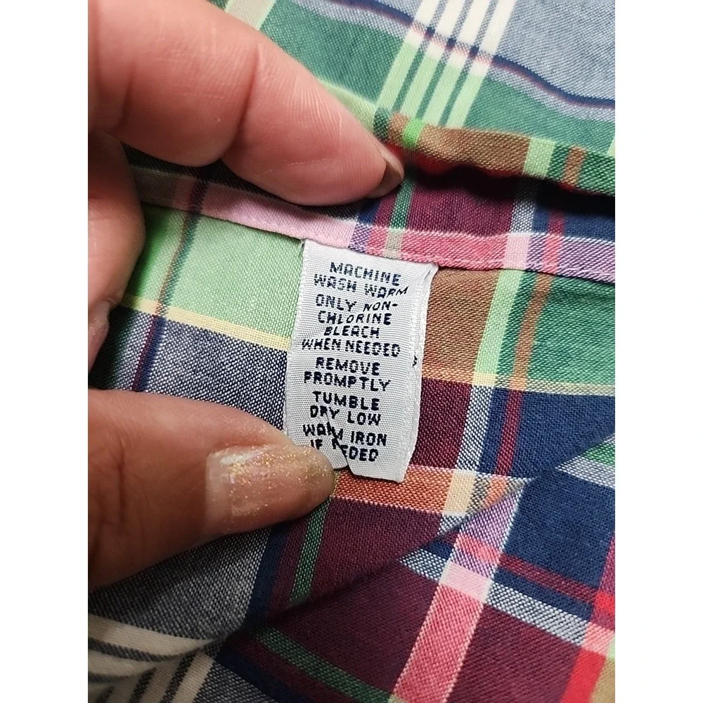 Ralph Lauren Shirt Men L Green Pink Multi Plaid Button Up Classic Fit Short Slee